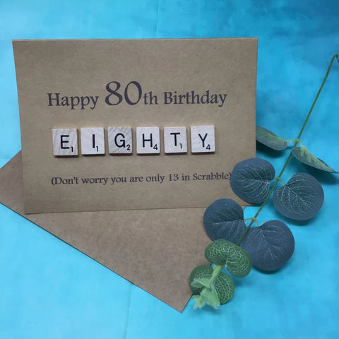 80th Scrabble Birthday Card