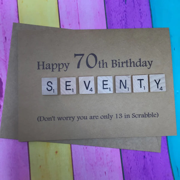 70th Scrabble Birthday Card
