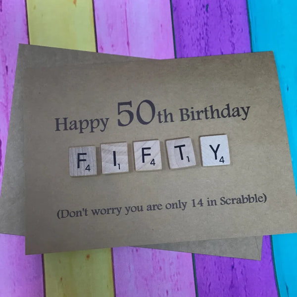 50th Scrabble Birthday Card