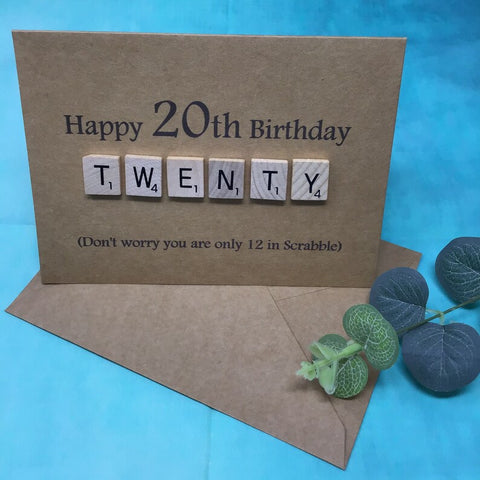 20th Scrabble Birthday Card