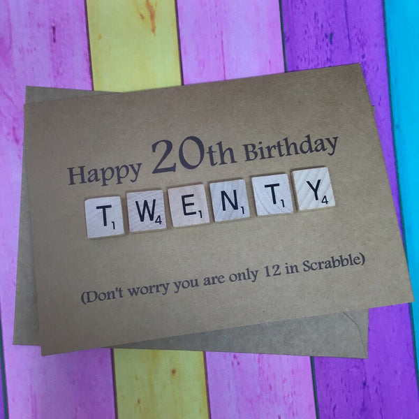 20th Scrabble Birthday Card