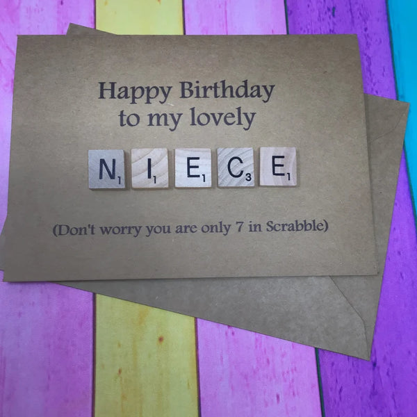 Niece Scrabble Birthday Card