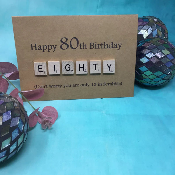 80th Scrabble Birthday Card