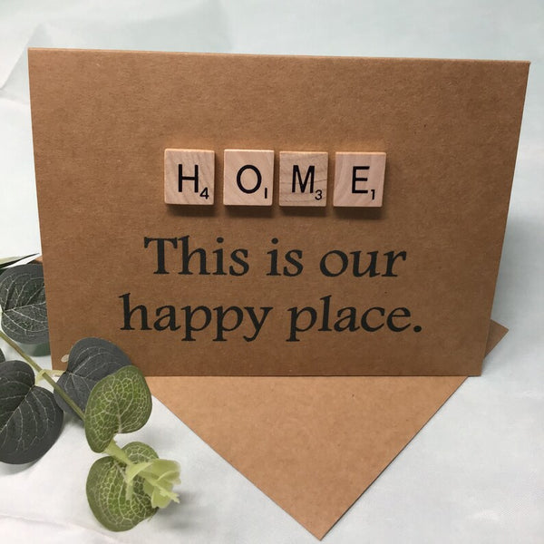 Home - Scrabble Card, special card, new home, special card.