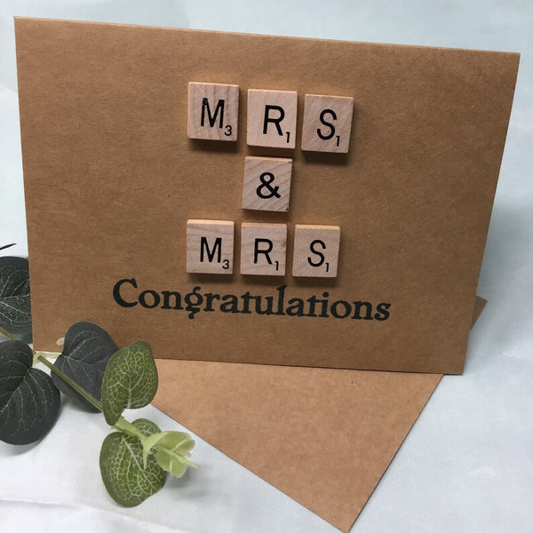 Mrs & Mrs - Scrabble Card, special card, wedding, special card, civil partnership