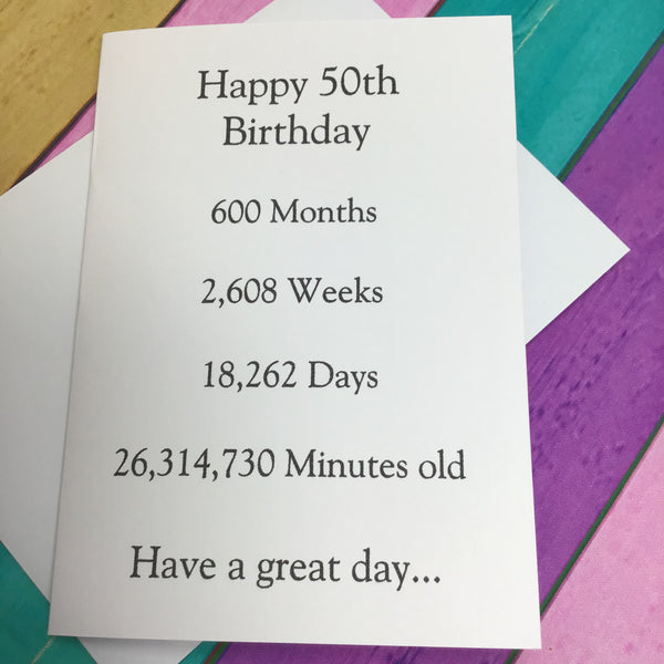 50th Birthday card, Precious time.